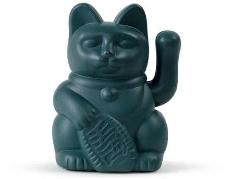 DONKEY Lucky Cat Solar Green „Saki“ – kleine grüne Solar-Winkekatze/Glückskatze, 5 cm, Steht für Familie, ohne Batterie