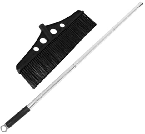 TOPBATHY Scopa da Giardino Nera con Manico Lungo Ergonomico Spazzola Staccabile per Esterni Spazzolone Pesante in Acciaio Inossidabile per Patio Garage Cortile Pulizia di Pavimenti Grezzi