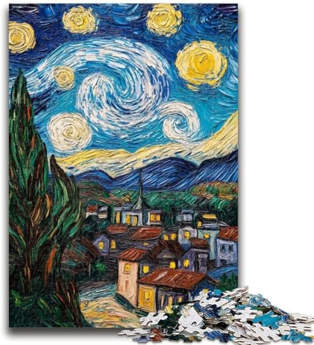 1000-teiliges Puzzle für Jugendliche und Erwachsene Starry Night Country, 1000-teiliges Puzzle, Zeitvertreib zu Hause mit vollständig ineinandergreifenden, zufällig geformten Teilen (26x38cm)