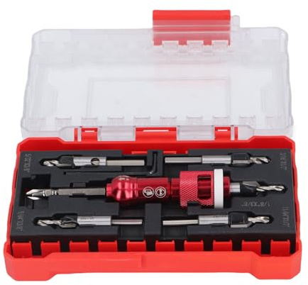 Oreilet Juego Brocas para Avellanador, Kit Herramientas Profesional Brocas para Fregadero para Mostrador Rápido con Tope Profundidad Ajustable para Carpintería de Plástico y Madera