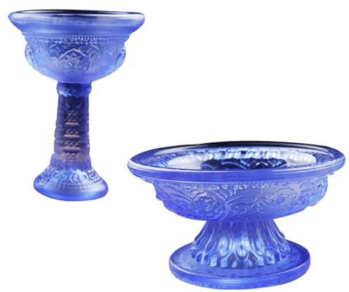 TOYANDONA 2pcs Glass Buddhist Worship Cups with Delicate Texture, Altar Offering Bowls for Temple Decoration and Home Use, Decorative Water Offering Chalices for Meditation and Ritual