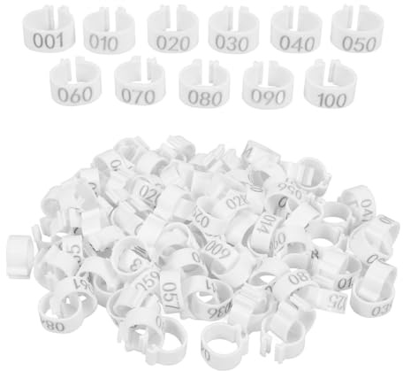 Cabilock Anillos Numerados para Patas de Paloma Abs 100 Unidades Blancos Grandes, Bandas Identificativas para Palomas Mensajeras y Aves de Corral, Accesorios Prácticos para Entrenamiento