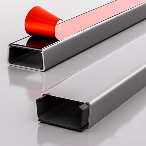 Coayuou Goulotte Passe-Câbles en Aluminium Adhésive, Largeur Réglable 15-30 Mm, Résistante À La Corrosion Et Au Feu, Cache-Câbles pour Gestion des Fils, 100 Cm X 3 Pièces(Style 4,20mm)