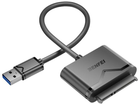 BENFEI Adaptador de SATA a USB 3.0, convertidor USB 3.0 a SATA III para discos duros y SSD de 2,5, compatible con UASP, TRIM y S.M.A.R.T., para Windows, macOS y Linux