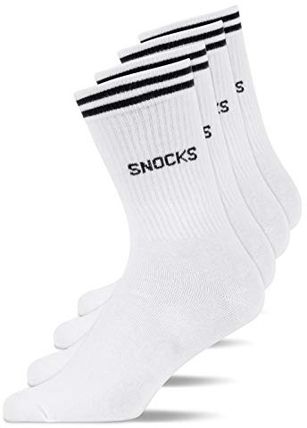 Snocks Retro Socken aus Bio-Baumwolle, 4 Paar | Lifestyle Socken im Streifen Design, lange Tennissocken Damen & Herren, hohe Sportsocken, Gr. 35-50