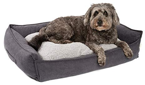 JAMAXX Premium Hundebett Orthopädisch Memory Visco Schaum Waschbar Wendekissen Wasserabweisend/Hundekörbchen Weicher Samtartiger Sofa Stoff Hundekissen Hundekorb PDB2002 (90x70 (M), grau