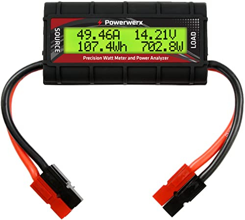 Powerwerx Watt Meter-PP, DC Inline Power Analyzer, 45A Continuous, 12 Gauge with Anderson Powerpole Connectors