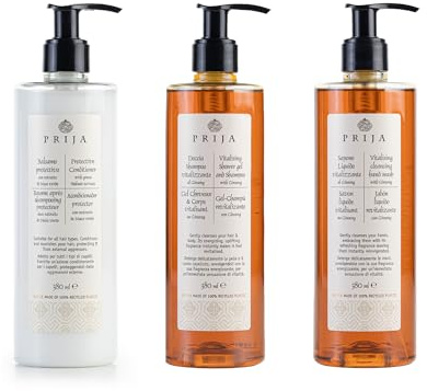 Prija Bodycare Bundle mit vitalisierendem Duschgel, vitalisierender reinigender Handwäsche und schützender Haarspülung, 3 x 380 ml