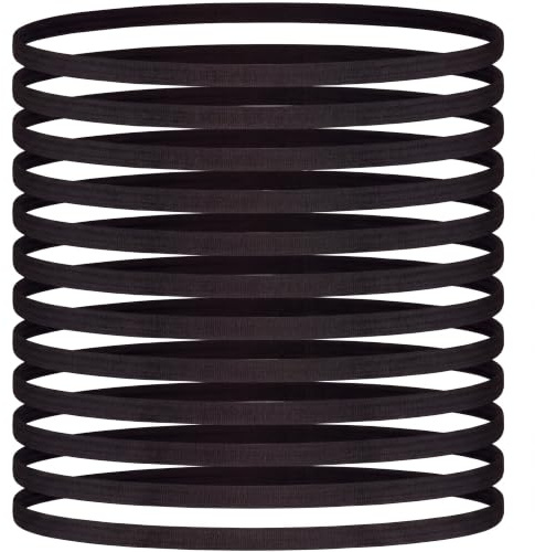 WILLBOND 12 Pcs Black Thin Elastic Sports Hair Bands for Women Athletic
