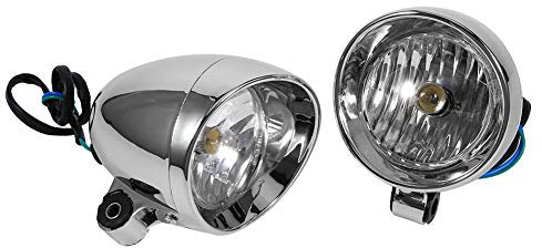 【2 PCS】 Faretti retro per moto, fari per moto argento Fari fendinebbia Faretti per moto modificati