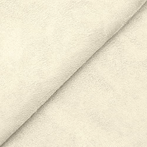 DESHOME Alessia - Tessuto al metro scamosciato in Microfibra Idrorepellente Stoffa per tappezzeria divani, cuscini, complementi d'arredo (Bianco crema, 1 metro)