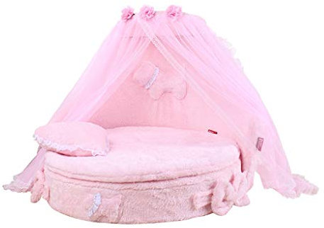 ZAW Hundebett Nette Spitze Prinzessin Hundekorb-Bett-Katze-Welpen Hundebetten Hundetraum Nest Pet Kennel Katze Hundebetten Luxus-Katzen-Hundesofa Katzenbett (Color : Pink)
