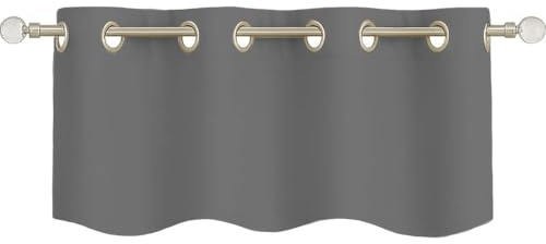 Mamu Thread Collection Valance for Small Window - Grommet Top Window Treatment Blackout Curtains for Bedroom,Living Room,Bathroom,Kitchen,Cafe (Dark Grey, 40 Inch Wide by 22 Inch Long- 2 Panel)
