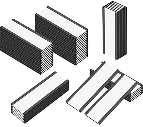 MVISUAL Magnetische Etikettenhalter 25 x 76 mm, C Kanal Magnet Etiketten 50 Stück, Etiketten Magnetisch Mit Papiereinsätzen und transparenten Kunststoffschutzfolien