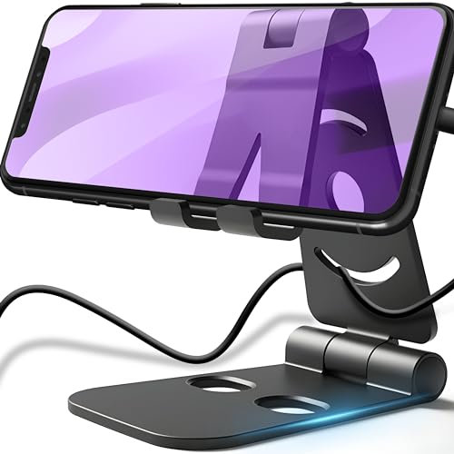Retoo Handy Ständer Verstellbar für Tisch Multi-Winkel Handy Halterung Handyständer für Smartphones Phone Tablet Handyhalterung Halter Ständer bis zu 11 Zoll Handyhalter für Schreibtisch Schwarz