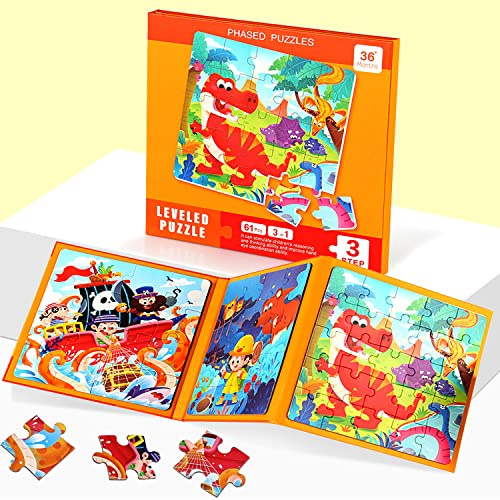 Kinderpuzzle Magnetisches Dino Puzzle für Kinder ab 3, Reisespielzeug, pädagogisches Lernspielzeug für 3-5 Jahre, Geschenk