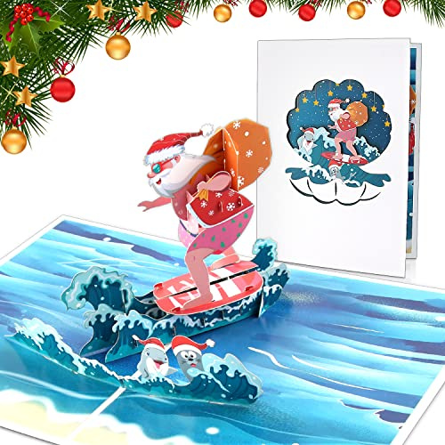 Pop-Up Karte Weihnachten Karten, Weihnachts Pop Up Karte, Kinder Weihnachtskarte, Karte 3D Pop-Up-Grußkarte mit Schönen Papier mit Umschlägen, Geschenk für Weihnachten für Mama, Frau oder Freundin