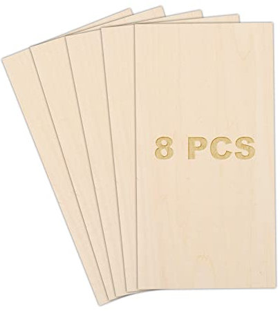 Lot de 8 feuilles de bois de balsa, feuilles de tilleul fines non fines, panneaux de contreplaqué de bois, feuilles de contreplaqué fines pour bricolage, projets d'artisanat (200 x 100 x 3 mm)