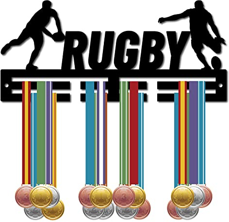 CREATCABIN Acryl-Medaillenhalter Rugby-Medaillenaufhänger Ausstellungsständer Wandhalterung Sportmedaillenhaken Aufhängen Für Heimabzeichen Sportler Medaillengewinner Gymnastik Über 20 Medaillen