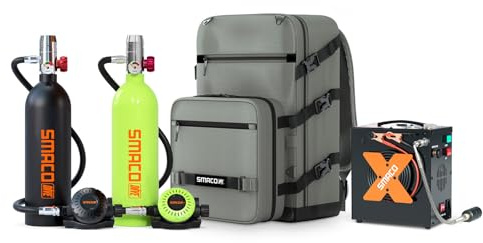 SMACO Mini Tauchflasche 1L Sauerstoffflasche Tauchen Mini (2 Stück) Taucherflasche für Unterwasseratmung kleine Tauchen Sauerstofftank Taucher Set Tauchausrüstung für Familie und Kumpels S400
