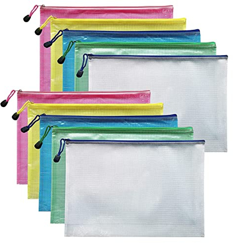 20Pcs A4 Plastic Wallets File Folder Zip Lock Bags Document Wallet File Zipper Bags Extra Thick (A4-20PCS)
