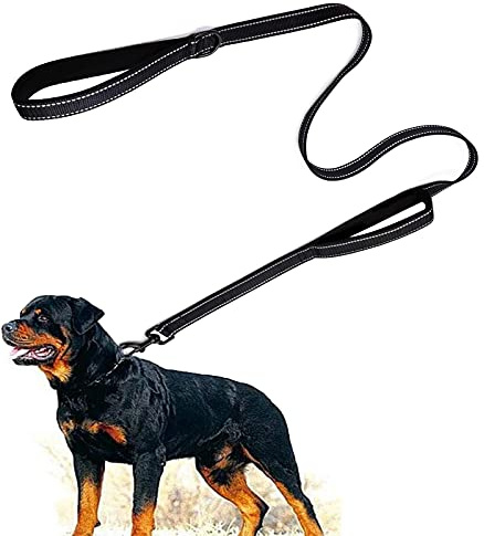 Eyeleaf Guinzaglio per Cani 1,8 Metri Riflettente e Forte con Doppio Manico Imbottite Resistente Nylon Guinzaglio per Cani Taglia Grande Media Nero