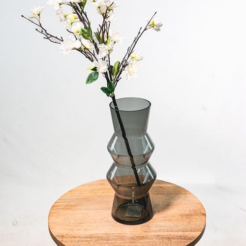 Design Blumenvase aus Glas Emily Ø 12 x 30cm - Smoke Tisch-Deko Kristallglas Glasvase