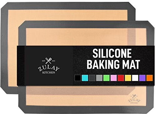 Zulay Kitchen 2er-Pack Silikon-Backmatten-Blatt – wiederverwendbares Silikon-Backblech – einfaches und praktisches Antihaft-Backzubehör – 41,9 x 29,6 cm große Silikonmatten zum Backen – dunkelgrau