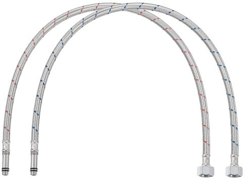 QUARKZMAN 28 Zoll langer Wasserhahn-Zulaufschlauch, 2 Stück G1/2 weibliches Druckminderungs-Gewinde x M10 männlicher Anschluss, geflochtener 304 Edelstahl-Wasserzulaufschlauch