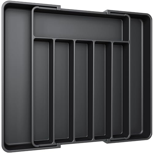 Aujen Silverware Drawer Organizer, Adjustable Utensil Cutlery Tray