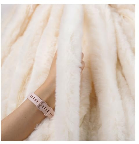 Wisafory Kunstfell Bordüre 8 Meter x 5cm Kunstpelz Band Künstliche Kaninchenfell Dekoband zum Nähen Plüsch Trim Stoffrolle Flauschig Plüschband Fellborte für DIY Kostüm Liefert Beige