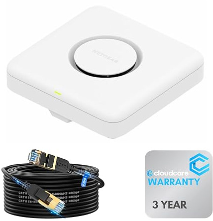 NETGEAR WBE750 Tri-Band 𝐖𝐢𝐅𝐢 𝟕 18.40 Gbps Access Point | 6 GHz | Ceiling and Wall Mount Included | Cloud Care’s 3-Year Warranty SupportPlus Included