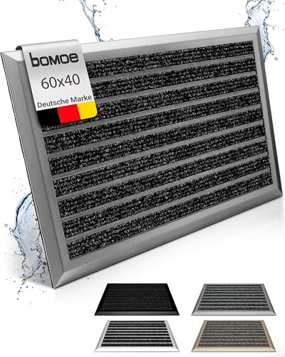 bomoe Fußmatte Außen rutschfest Rostfrei Fussabtreter Aussenbereich | 40x60cm Blau Grau Outdoor-Fußmatte Eingang Fußabstreifer Gitter Fusmattenteppich Türmatte Sauberlaufmatte AluGant