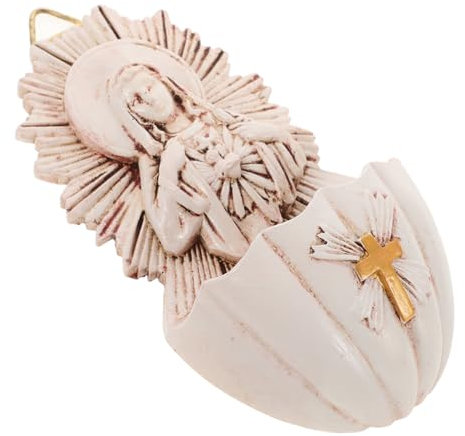 TOPBATHY Catholic Holy Water Font Basin Resin Wall Decor Holy Water Font for Entrance Home Church Decor Religious Wall Hanging
