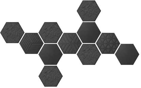 ebenkunst Moosbild Hexagons 11er Set Master Wanddeko 6 Farben | 11-teiliges Hexagon-Moosbild aus schwarz durchgefärbtem MDF, 10 mm stark, 6 Farben, ca. 125 x 80 cm, Made in Germany