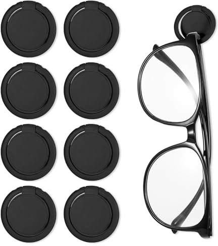 Nogeqi 8 Stück Brillenhalter Wand Schwarz, Brillenhalter Badezimmer, Brillenständer Wand Sonnenbrillen Aufbewahrung, Brillenregal für Mehrere Brillen Sunglass Holder for Wall Aufhängen Der Brille