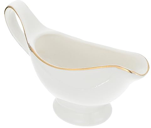 TOPBATHY Salsiera in Porcellana Con Bordo Dorato Contenitore Per Salsa Da 5 Oz Contenitore Per Salsa Da Cucina Per Cibo Occidentale