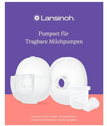 Lansinoh Pumpset, Ersatzteilset für Lansinoh Tragbare Milchpumpen | Milchauffangbehälter 180 ml, Saugaufsatz 24 mm, Ventil & Silikonmembran, BPA- & BPS-frei