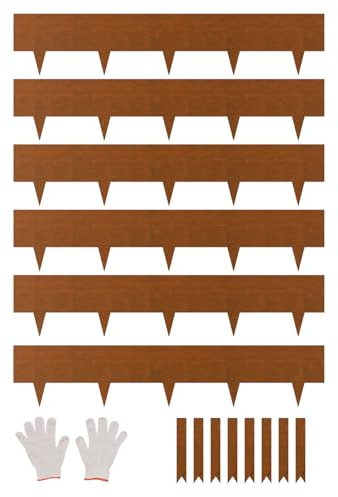 VEVOR Bordure de Jardin en Acier, Lot de 6, Bordures Paysagères en Métal, Résistant aux Intempéries, 1016 x 203,2 mm, Installation Simple, Bandes Pliables pour Séparateur de Chemin de Cour, Pelouse