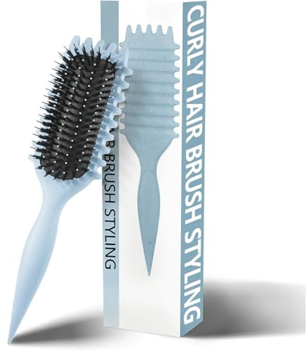 Curl Defining Brush, Curl Define Styling Brush, Hair Brush for Combing and Shaping Men's and Women's Curls to Reduce Pulling, Nylon Bristles, Curl Enhancing, Unisex (Blue, 27 cm)