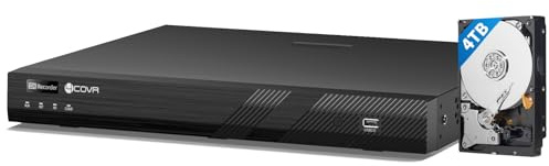 4COVR DLY-NVR16P4TC 16 canali PoE NVR (H.265) per telecamere IP fino a 4MP/5MP/6MP/8MP – con disco rigido da 4TB, 2 SATA (max. 16TB), registrazione 24/7 e accesso remoto, DLY-NVR16P4TC