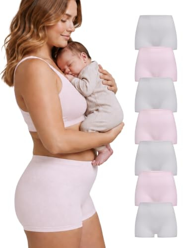 Herzmutter Culotte Post Parto Oeko Tex 100 - Set da 7 Pezzi - Mutande Post Parto - Slip Dopo Parto Taglio Cesareo - Mutandine Mamma - 9400