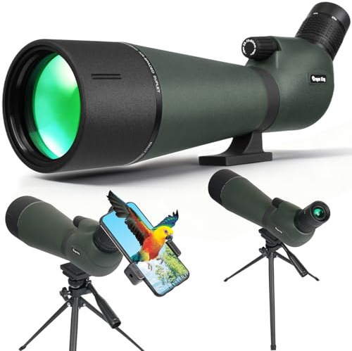 BIBIRE 25-75x60/80 HD Spotting Scope, BAK4 Waterproof Spotter Scope with Tripod and Phone Adapter for Birdwatching, Wildlife Wiewing Stargazing