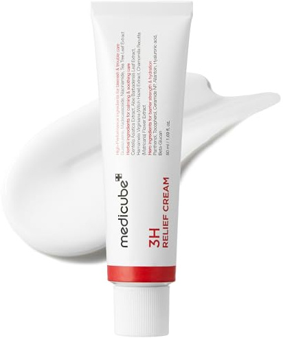 medicube 3H Daily Relief Cream | Daily Soothing Moisturizer for All Skin Types | Lightweight Comforting Cream Ideal For Use After Spot Care | Guaiazulene, Centella, Ceramide for Balance and Hydration