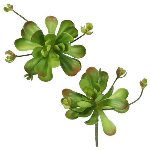 PATIKIL 2Pcs Artificial Succulents Plants 5.1 Inch Realistic Fake Succulents Fake Plants Decorations for Garden Wedding Party Indoor Outdoor Home Arrangement Decoration, Green