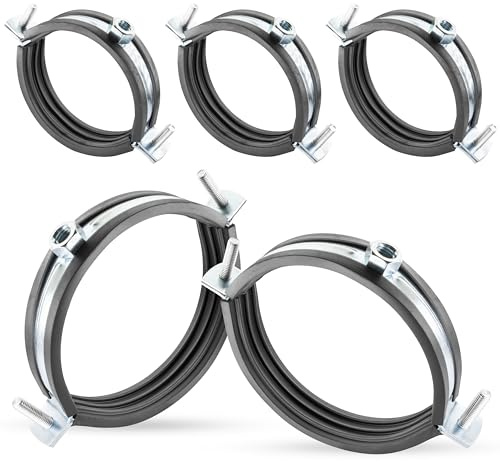 Poppstar 5x Schraubrohrschellen (Spannbereich 74-80 mm, 2 1/2), mit Stockschrauben M8*90 und Dübeln, W1 Stahl verzinkt