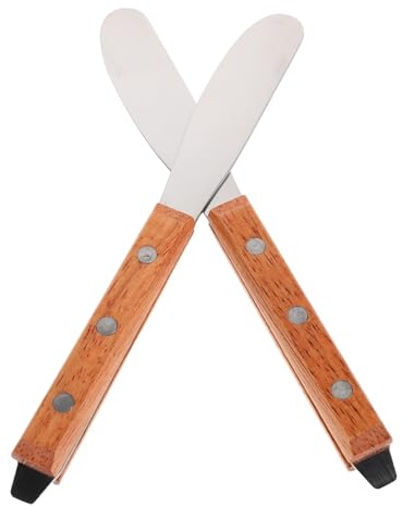 WEKADRIN Spatole per Applicare la Cera in Acciaio Inox 2 Pezzi Manico in Legno Applicatori Antiaderenti per Depilazione Naso e Corpo Strumenti per Ceretta Viso e Corpo ad Uso