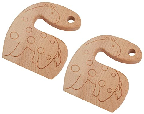 Bonbela Coltello in Legno per Bambini, Design Ergonomico e Sicuro, in Legno Massello di Faggio Naturale, con Impugnatura Comoda per Tagliare Frutta, Verdura, Pane, Formaggio