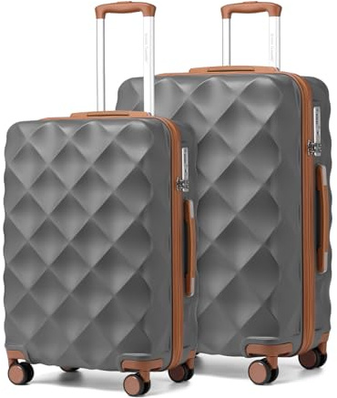 British Traveller 2-teiliges Kofferset Hartschalen Reisekoffer TSA Schloss | 2-teiliges Hartschalenkoffer Set mit 57L und 91L Volumen, TSA Schloss, 360° Rollen für Paare, Urlaub und lange Reisen