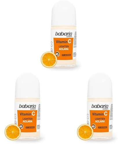 Babaria - Desodorante Hombre y Mujer con Vitamina C | Desodorante Niños y Adultos | Roll On Vitamina C 30 ml (Paquete de 3)
